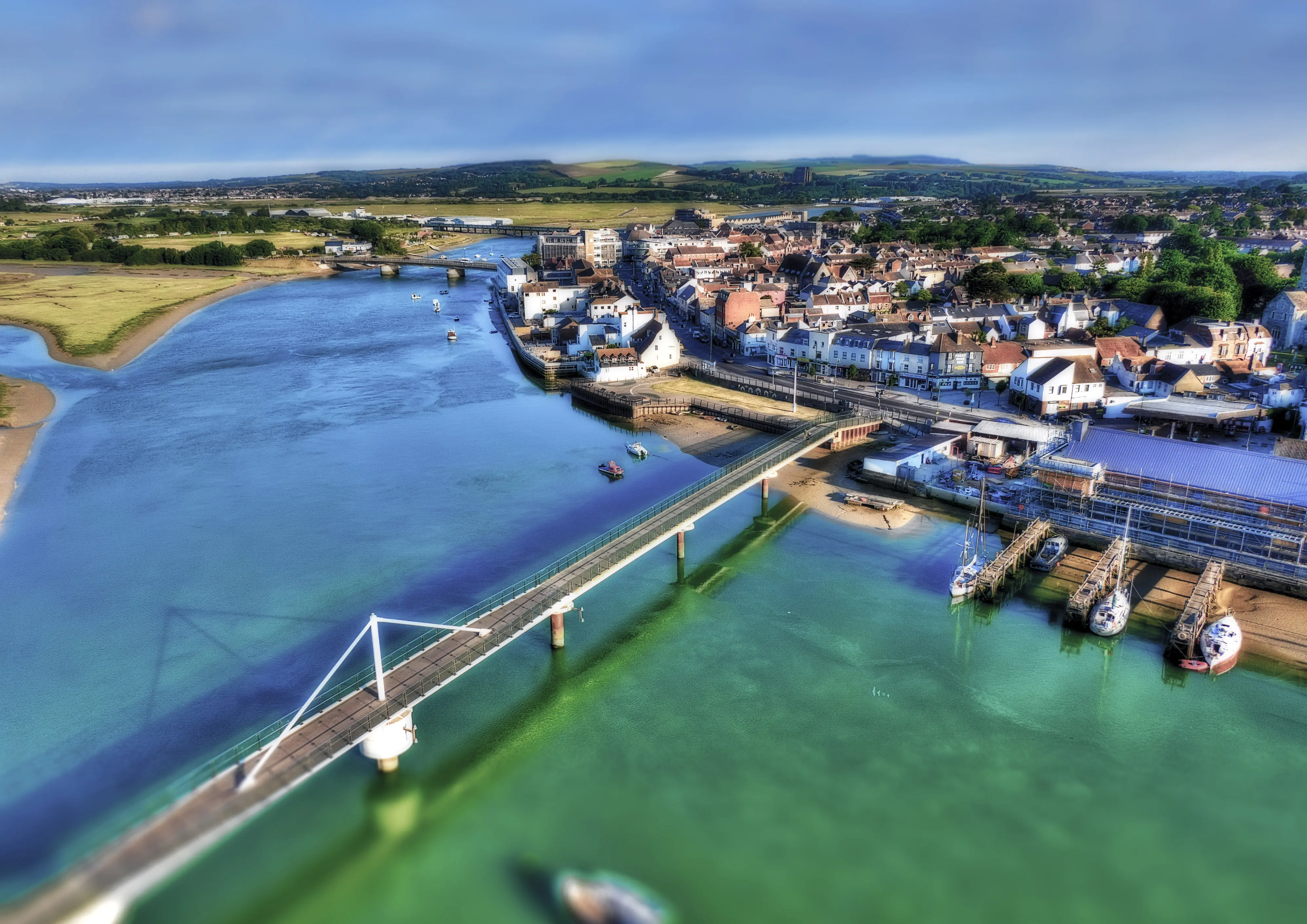 The Adur Ferry Bridge and Shoreham-by-Sea seen from the air