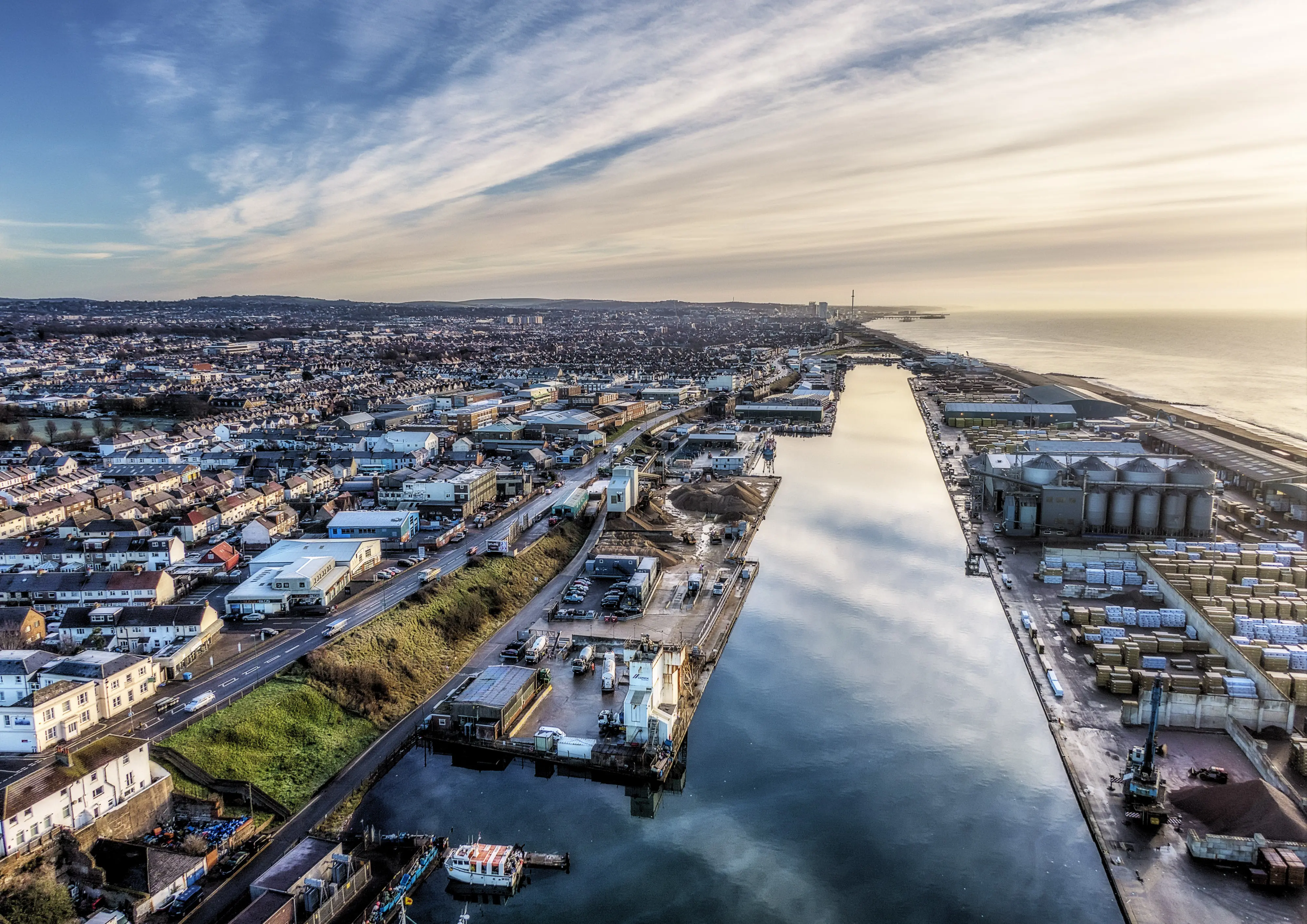 Rows of terraced homes in Shoreham-by-Sea from the air — the letterboxes INSIDE is delivered to